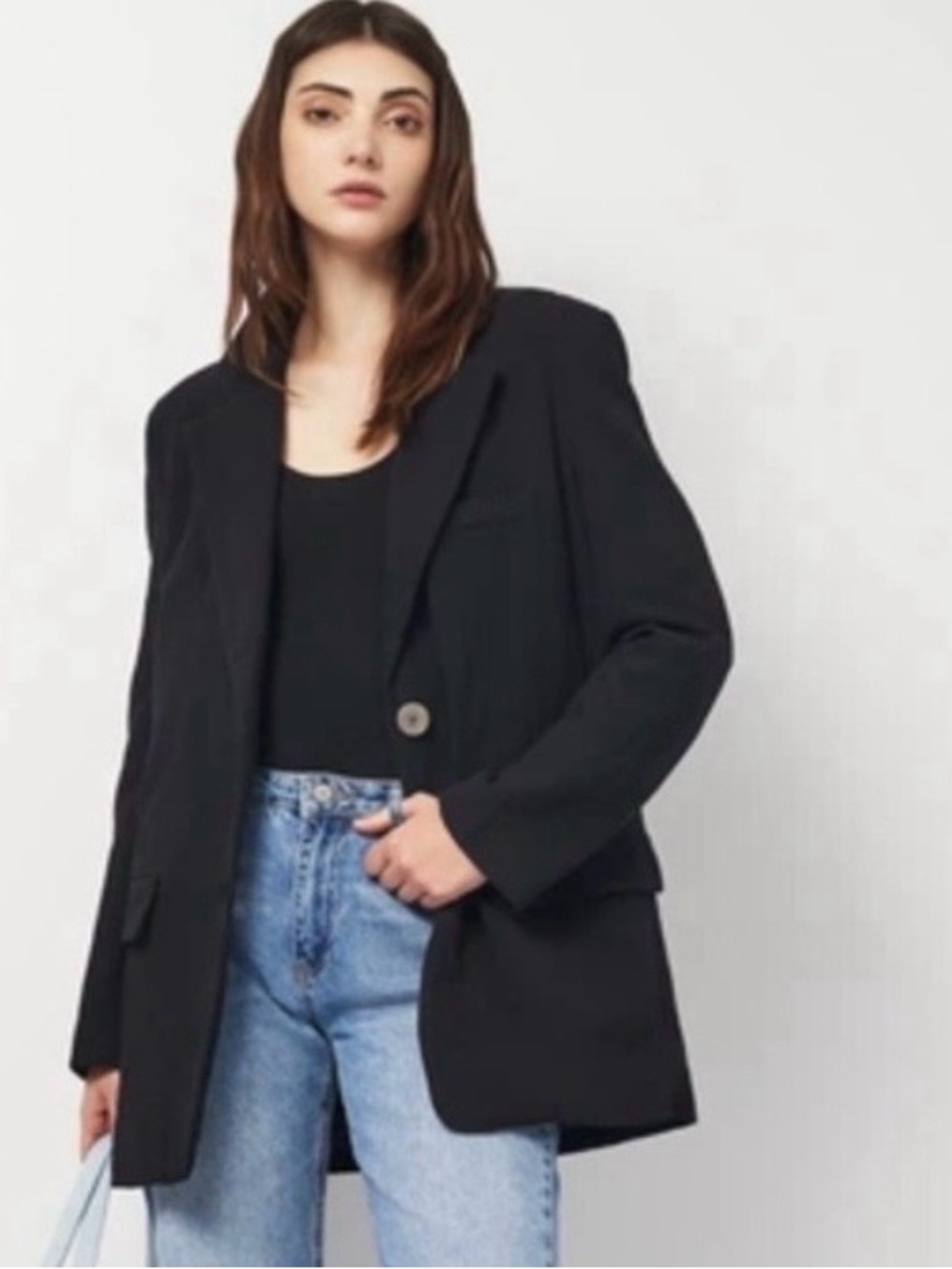 ZARA Blazer Relaxed Fit Lightweight In Black Size XS